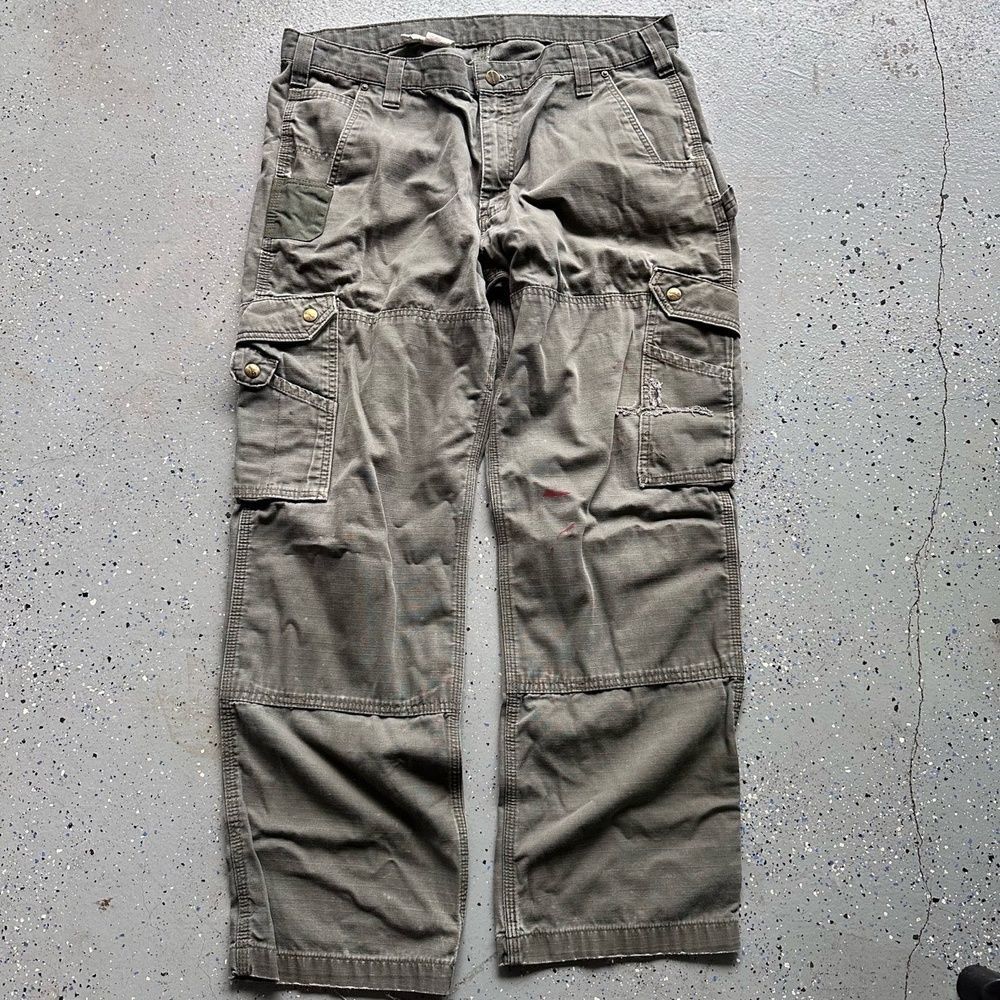 Carhartt Vintage Double Knee Cargo Workwear W38x30 Faded Olive Green - Picture 3 of 5